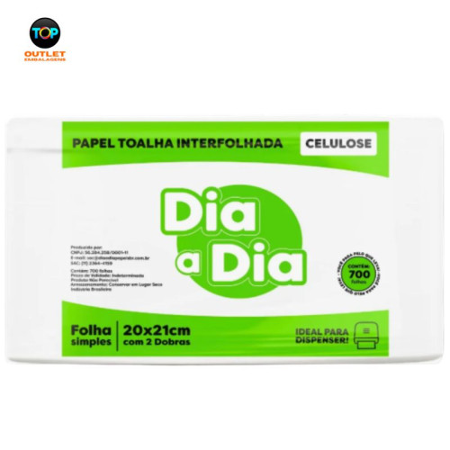 Papel Toalha Interfolha Celulose - pacote com 700 folhas - Dia a Dia