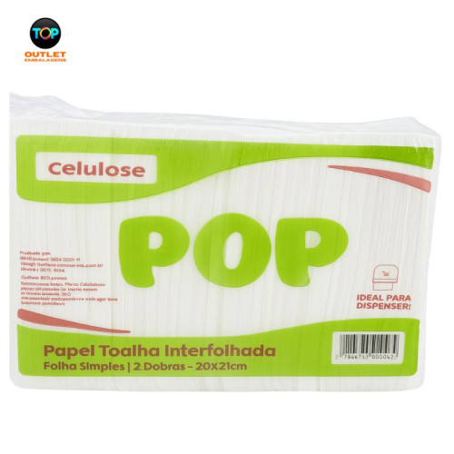 Papel Toalha Interfolha Celulose - pacote com 500g - Pop